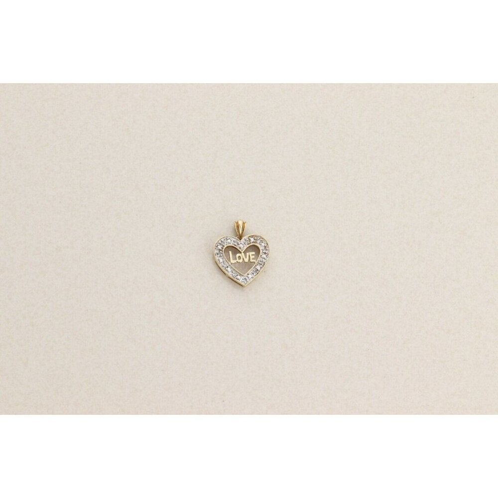 Pendant Only 10k Yellow Gold Diamond Love Heart Pendant - Picture 6 of 6